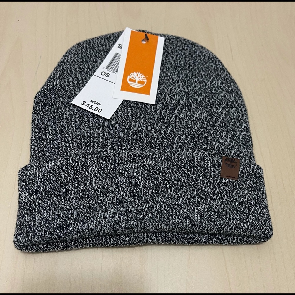 Timberland Men's Black, Grey Knit Marled Cuffed Beanie Watch Hat Cap, One Size